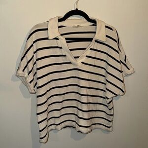 Madewell relaxed v neck polo sweater striped